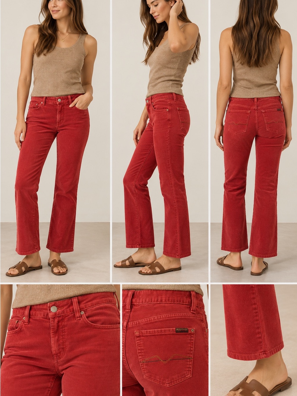 7 For All Mankind Red Bootcut Corduroy Pants